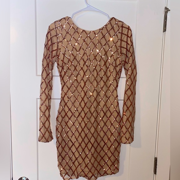 Forever 21 Champagne Sequin Mini Dress. Size M - Picture 1 of 3